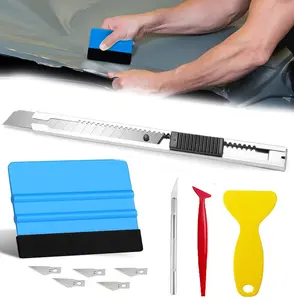 Vinyl Wrap Tool Kit Window Tinting Tool Include Felt Squeegee, Retractable 9mm Utility Knife and Blades,Vinyl Squeegee Rubber Corner Squeegee for Car Wrapping,Wallpaper,DIY Craft,Graphic
