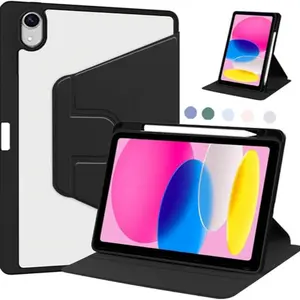 360° Rotating Tablet Case for iPad (A16) 11th Generation 11 Inch 2025, 10th Gen 10.9 Inch 2022 with Pencil Holder, Landscape, Auto Wake-Sleep, Slim Clear Shockproof Protection Cover