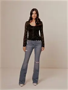 Heirloom Arbor Medium Wash Outlaw High Rise Flare Super Stretch Denim Jeans