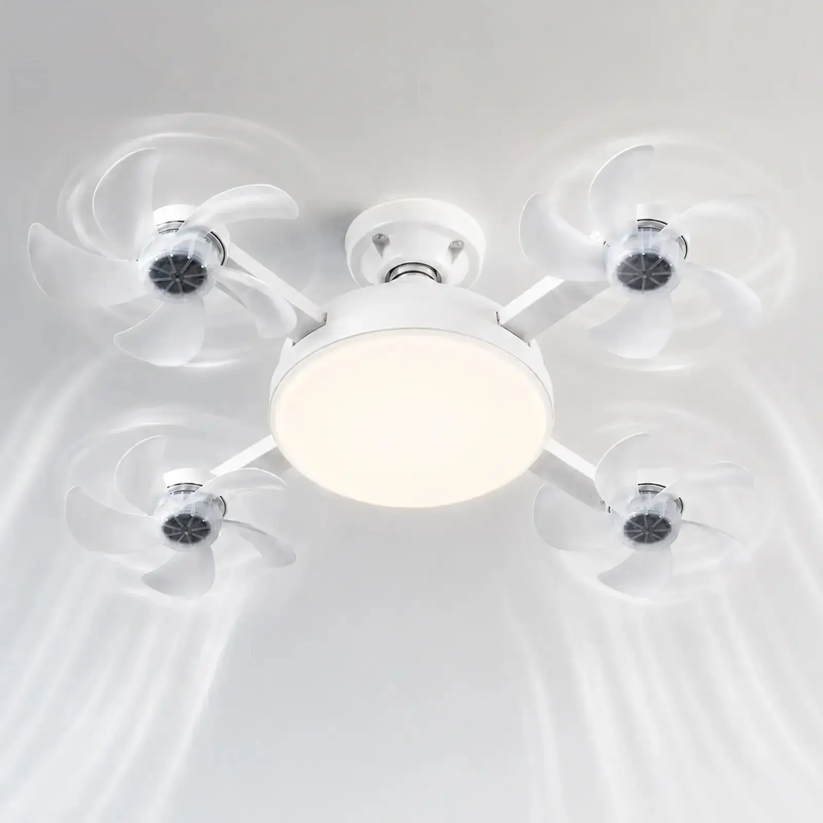 Screw In Ceiling Fan Light with Remote Control 19.7 Inch Foldable LED Socket Fan Light E26 Medium Base Ceiling Fan with 4 Fan Blades Quiet Airflow Bright Lighting Easy Installation for Bedroom Kitchen Garage Office and Dorm