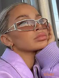 Y2k Style Sunglasses for Everyday Use, 1 Pair Trendy Casual Frame Sunglasses, Fashionable Women Sunglasses for Outdoor Activities, Trendy Beach Eyewear