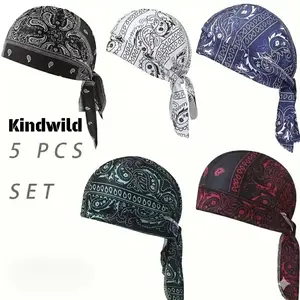 Paisley Cooling Headscarf Cap Set,Motorcycle Pirate Head Wrap Safety Helmet Liner,Elastic Fit Hand Washable Multifunctional Outdoor Headwear for Athletes&Outdoor Enthusiasts
