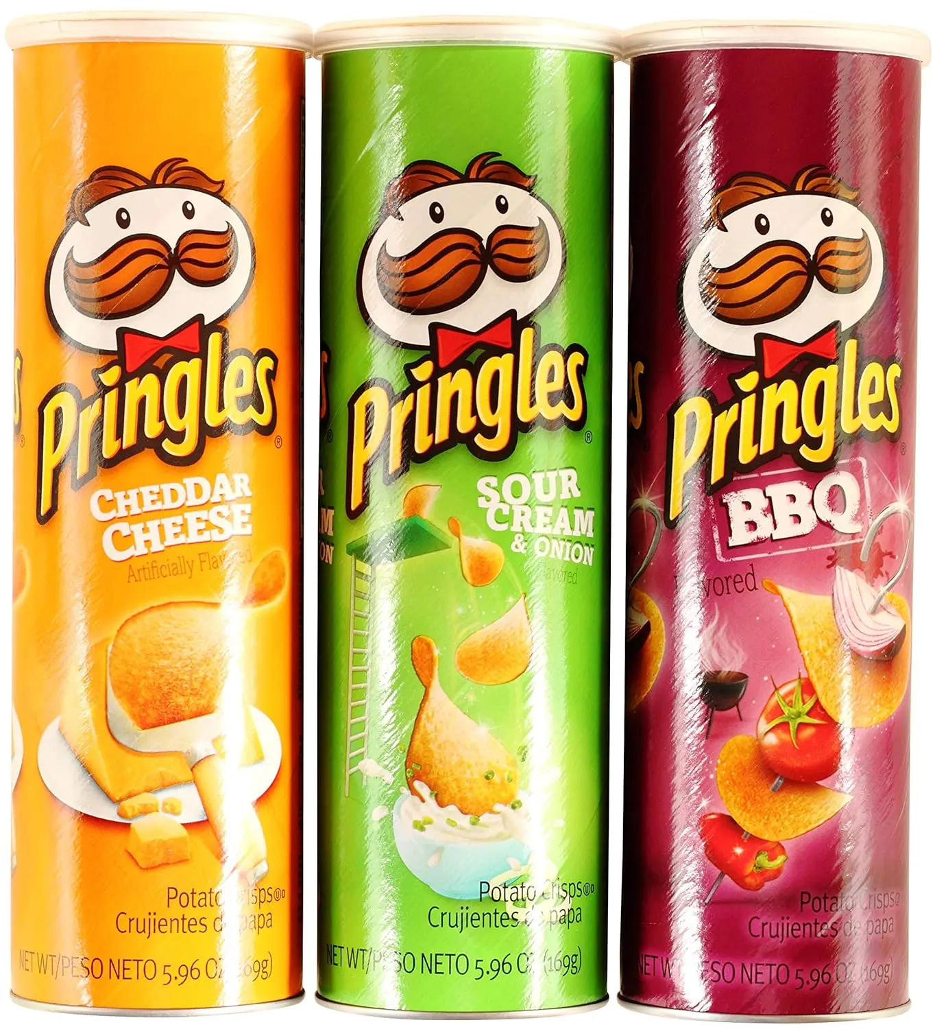 Potato Chips Variety Bundle: (1) Cheddar Cheese 5.96oz, (1) Sour Cream and Onion 5.96oz, (1) BBQ Potato Chips 5.96oz (3 Pack Total)