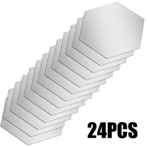 3D Mirror Wall Sticker, Decorative Wall Sticker, 24pcs/set Self-adhesive Hexagon Decal, Wall Decoration for Home Living Room Bedroom