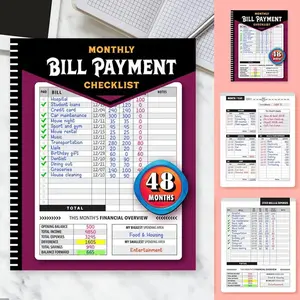 Bill Payment Tracker - Paperback 960 Records for 4 Years, Bank Account Tracking, Debt Payoff Planning & Expense Tracking - Durable Bound Notebook for Monthly Financial Overview & Budgeting daily planner