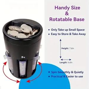 5-In-1 coin counter, coin sorter, rotatable base, change sorter, coin sorter