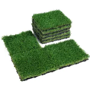 Artificial Grass Tiles 18 Pack, Interlocking Turf Deck Flooring Mats for Patio, Balcony, Entryway, Indoor & Outdoor Decor