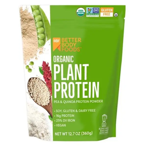 BetterBody Foods Organic Quinoa Plant-Based Protein Powder Supplement - 16g (24% DV), Lactose-Free, Vegan, 12.7 oz, Muscle Build Support, Dairy-Free, Calcium-Infused Milky Flavor, a Good Source of Protein, Quinoa Protein