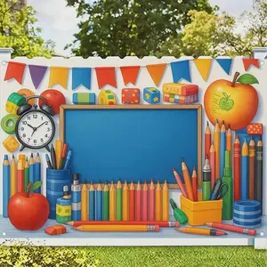 Welcome Back Banner 1pc, Polyester Flat Banner for School Events, Classroom Decoration, Indoor Outdoor Use, No Power Required
