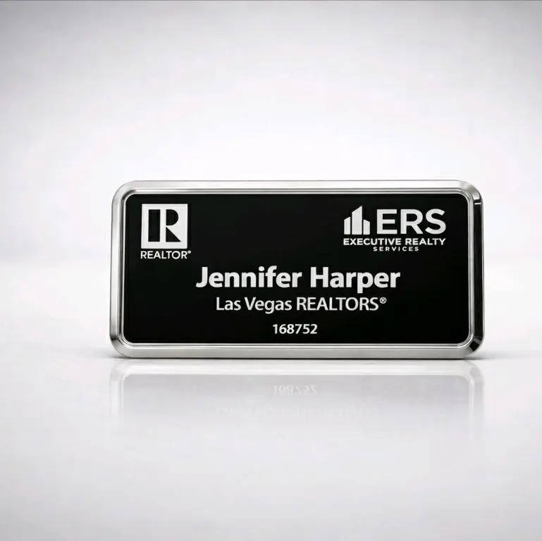 Realtor Name Badge - Black Aluminum