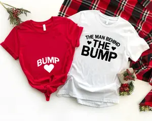 Pregnancy Announcement Matching Bump Heart Maternity The Man Behind The Bump Mom To Be T-Shirt