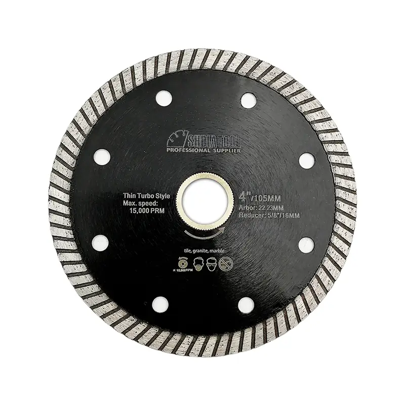 SHDIATOOL 4",4.5",5" Super Thin Diamond Turbo Blade for Cutting Porcelain Ceramic Tile Granite Marble, 7/8" Arbor