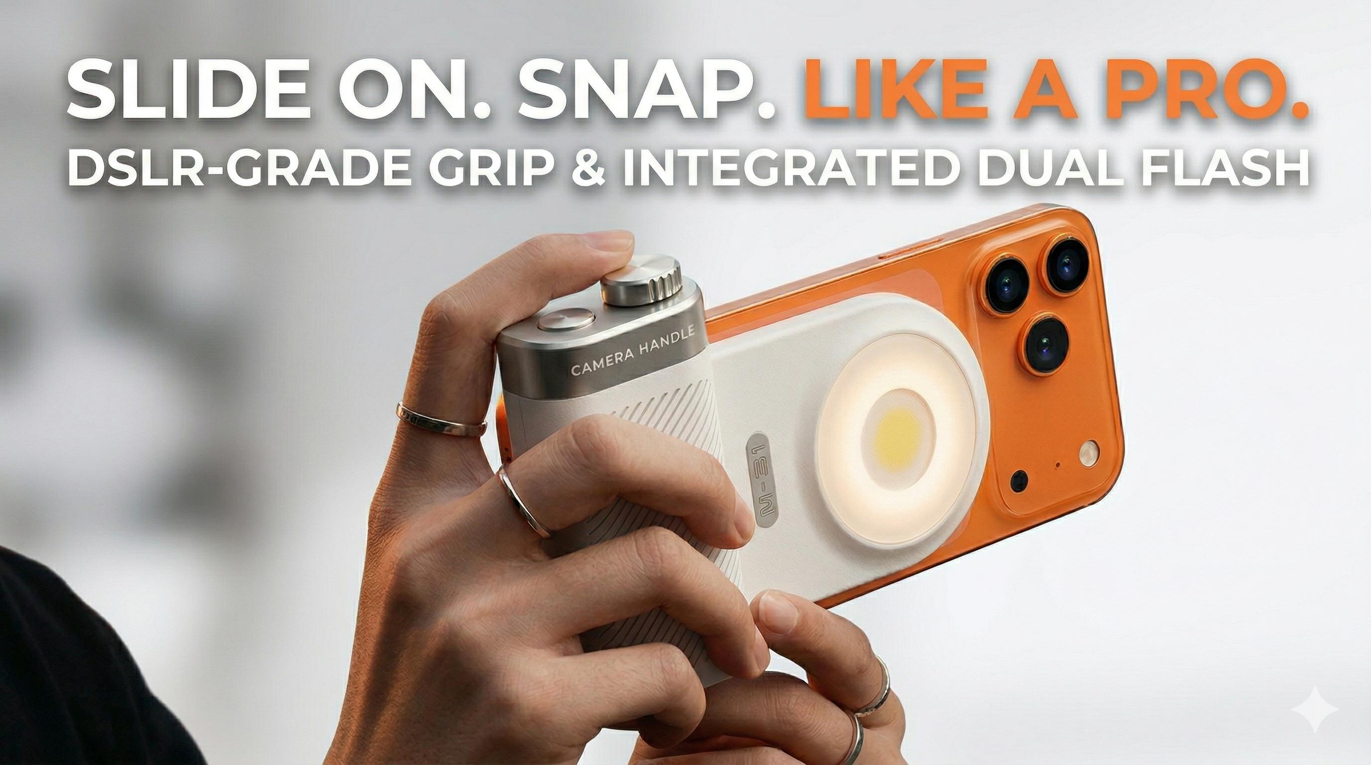 ZHENL M31 Magnetic Phone Camera Grip with 15W Dual Flash, DSLR-Style Shutter Handle for Magsafe iPhone 17 16 15 Pro Max & Android, 360° Rotating Fill Light & Bluetooth Remote - Professional Content Creator Kit for TikTok/Vlog Rechargeable Multifunctional