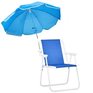 Folding Beach Chair with Umbrella for Adults - Lightweight Portable Camping Chair, 265lbs Capacity, Blue, with Weighing Function Tools & Tarp for Travel, Picnic, Foldable Chairs, Compact Collapsible Chairs