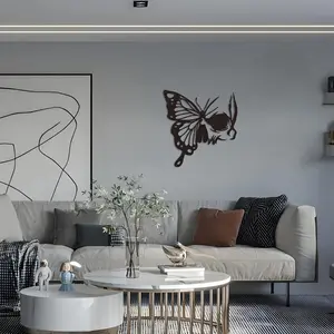 Unique Butterfly Skull Metal Wall Art, Gothic Iron Decor for Living Room Bedroom Outdoor, Perfect Halloween Christmas Valentine Seasonal Gift Decoration
