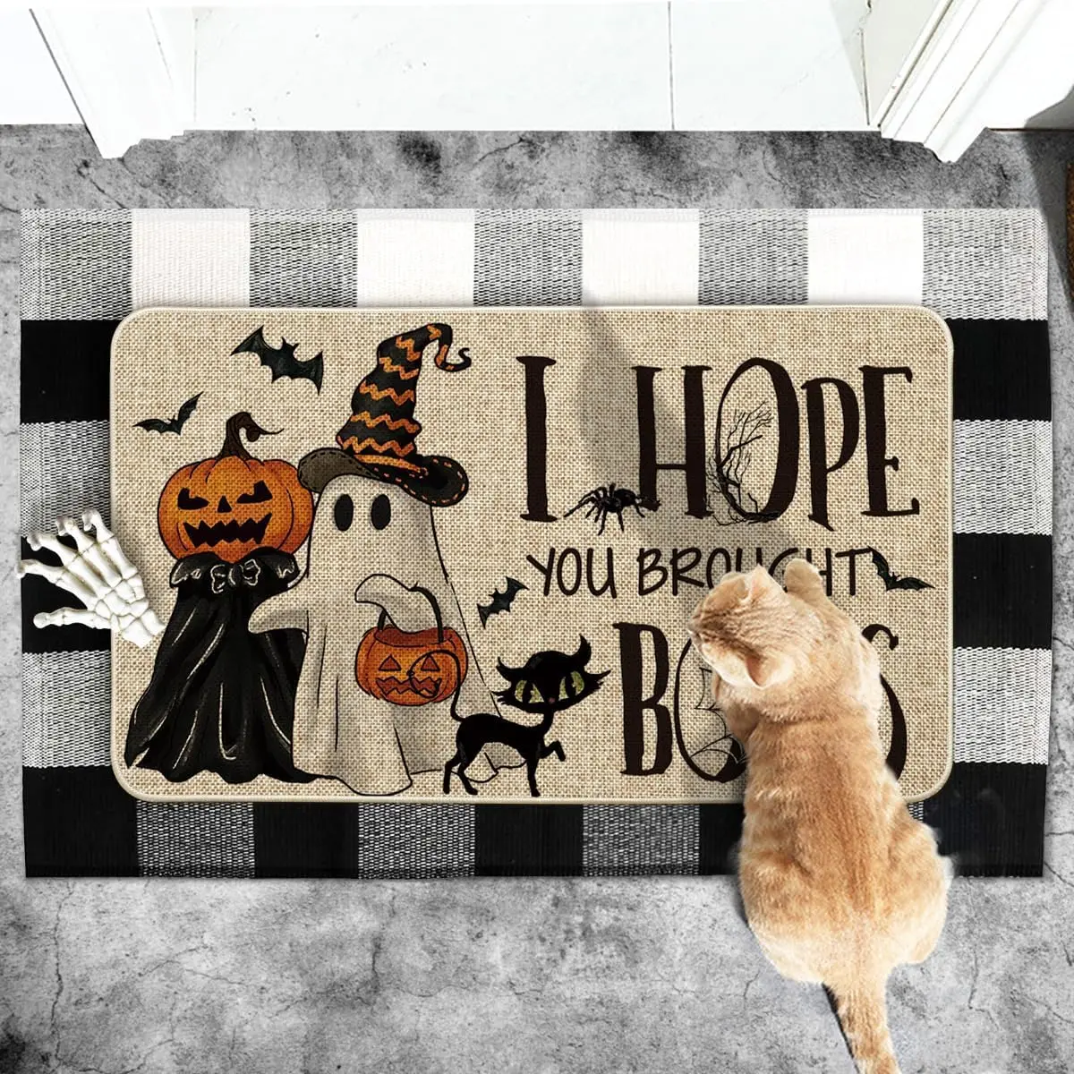 Artoid Mode Ghost Pumpkins Cat Halloween Doormat