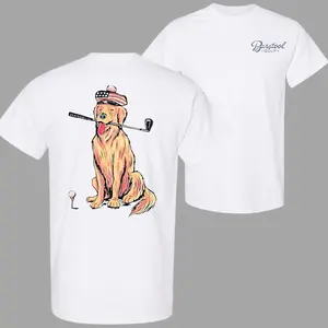 Funny Golf Dog T-Shirt, Golden Retriever Golf Tee, Cute Dog Lover Shirt, Golf Gift for Him, Pet Lover Golf Apparel, Dog and Golf Club Graphic Tee, Unisex Shortsleeve Crewneck, Soft Cotton Fabric, Gift for Menswear Womenswear Top