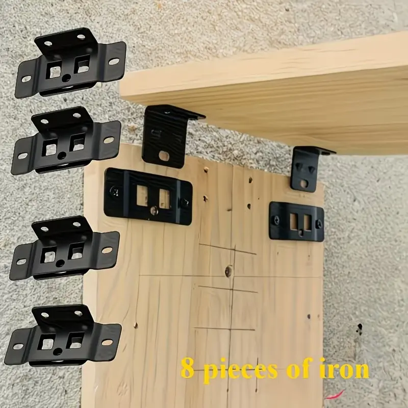 8-Piece Metal Fixed Clips Set, L-Shape 90-Degree Connectors, Furniture Shelf Support, Sturdy Bracket, Easy Installation, No Complex Tools Required