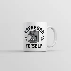 Espresso Yo Self Mug Funny Sarcastic Caffeine Lovers Graphic Coffee Cup - 11oz Funny Coffee Mugs Ceramic Printed Drinkware Cup