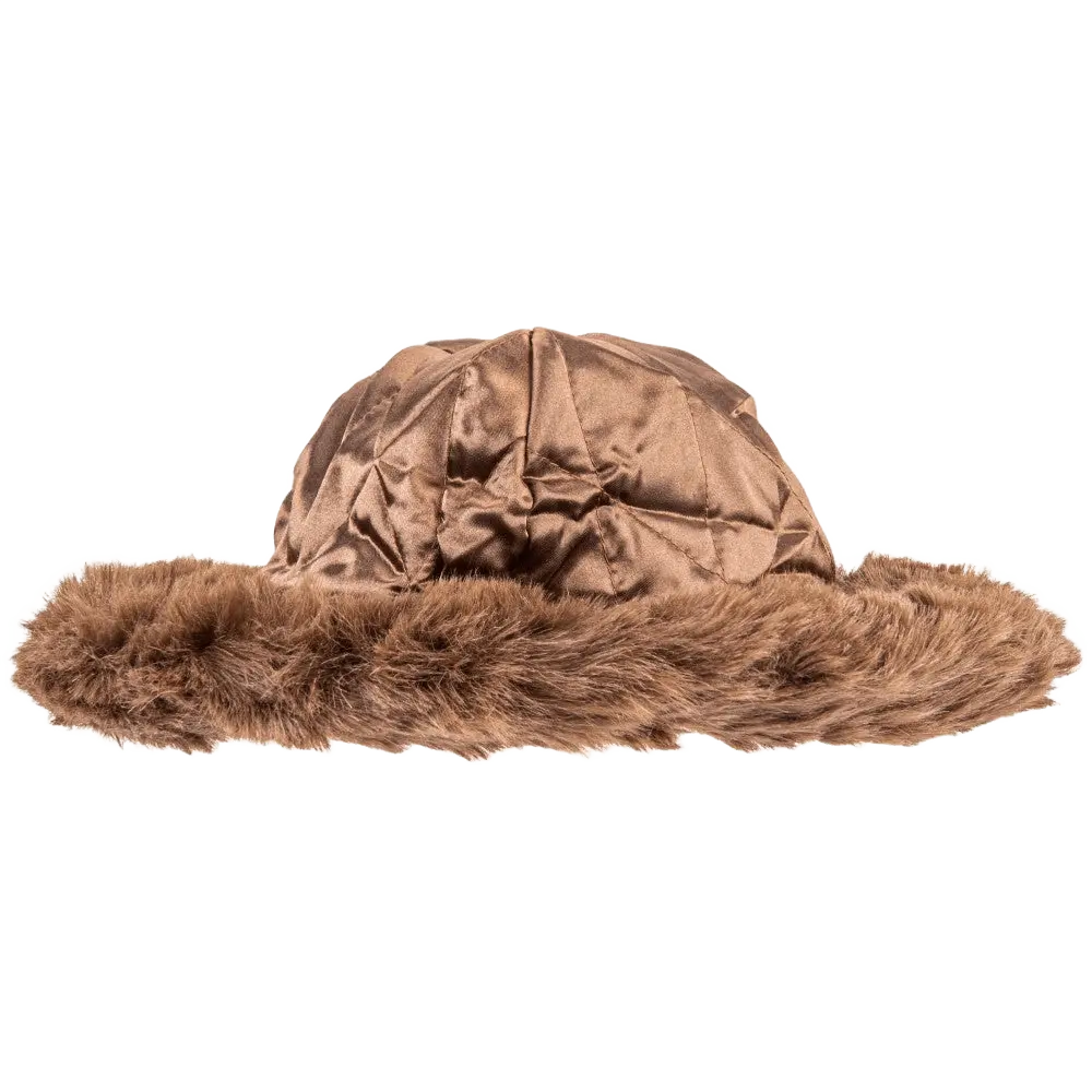 Brown Matzah Shtreimel Hat - Faux Fur Hasidic Style Hat with Velvet Kippah For Purim, Halloween, Theme Party ,Theater & Role Play - Costume Dress Accessory