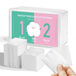 Lint Free Makeup Remover Cotton Pads 500 Count (100 Thick + 400 Thin), 3 Layer Double Sided Cotton Rounds, Hypoallergenic Soft Cotton Pads for Face Cleansing, Toner, Nail Polish & Makeup Removal