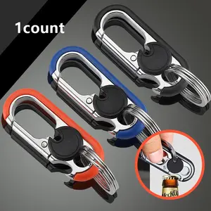 Multifunctional Bottle Opener Keychain, Men's Business Keychain, Metal Waist Hanging Car Keychain, Durable & Stylish Design