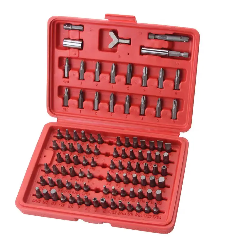100-Piece Screwdriver Bit Set, Sae Metric Star Hex Keys, Chrome Vanadium Steel, Durable Industrial Tool Kit for Electric Drill Bits