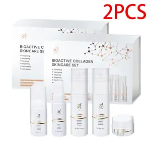 OTTOSHA Collagen Glass Skin Kit-Travel Friendly Hydrating Skincare Set，Routine Kitwith Cleansing mousse，Repair Serum & Lotion，Collagen Hydrating Mist & Collagen Firming Cream for all skin types & Gift Set ，Repair Anti-Aging Facial Routine Kit-2PCS