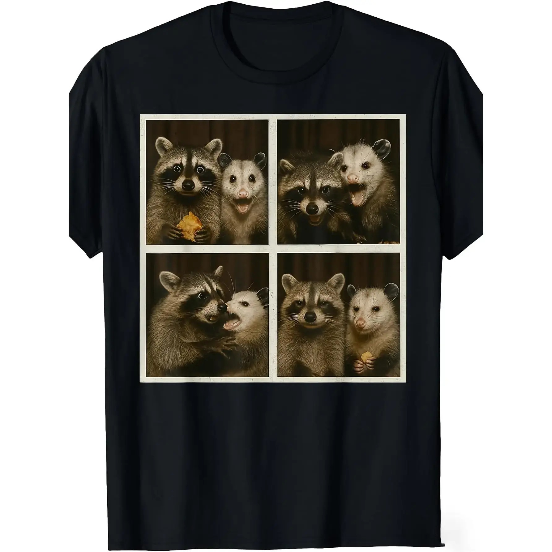 Men's Funny Raccoon & Possum Photobooth Selfie T-Shirt - Soft Breathable Fabric Unisex Fit All-Season Essential Menswear