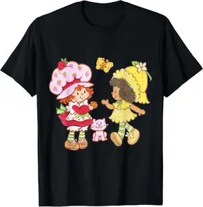 100% Cotton Unisex 100% cotton Strawberry Shortcake & Orange Blossom Cookie Vintage T-Shirt women graphic shirts