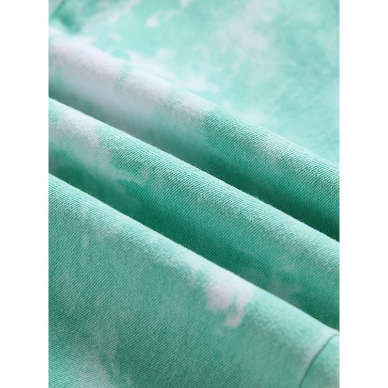 Men's Green Print Slim-fit Casual Jeans Stretch Menswear Spandex Pants Streetwear