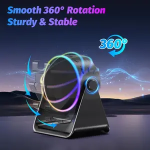 4-In-1 Wireless Bluetooth-compatible Speaker with LED Lights Rotating Stand, Surround Sound Stereo & Charging, Portable Desktop Holder for Home, Shower, Outdoor, Travel Gift