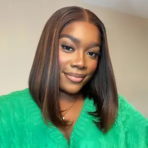 Tinashe Human Hair Glueless Highlight Straight Bob Wig Pre-Bleached Knots 6×5 Pre-Cut HD Lace Closure Wig Pre-Plucked Hairline