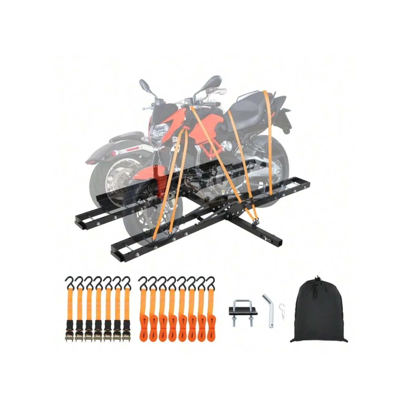 Dirt Bike Carrier For 2,Motorcycle Carrier Hitch Mount With Ramp,Heavy Duty Bike Rack For 2 EBikes,Receiver Hitch Ebike Carrier With Ratchet Straps,Stabilizers 600 LBS