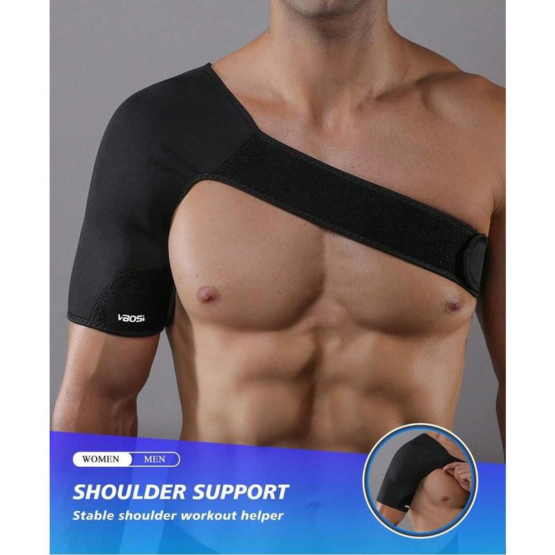 1pc Men Women Breathable Elastic Shoulder Support Rotator Cuff Brace Adjustable Fits Left And Right Arm For Men Women Gym Gym Accessories Healthcare Tool Black