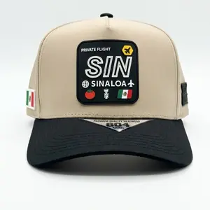 Sinaloa Trucker Cap with 3D PVC Patch | Durable & Adjustable Snapback Hat in Beige & Black for Corridos Lifestyle
