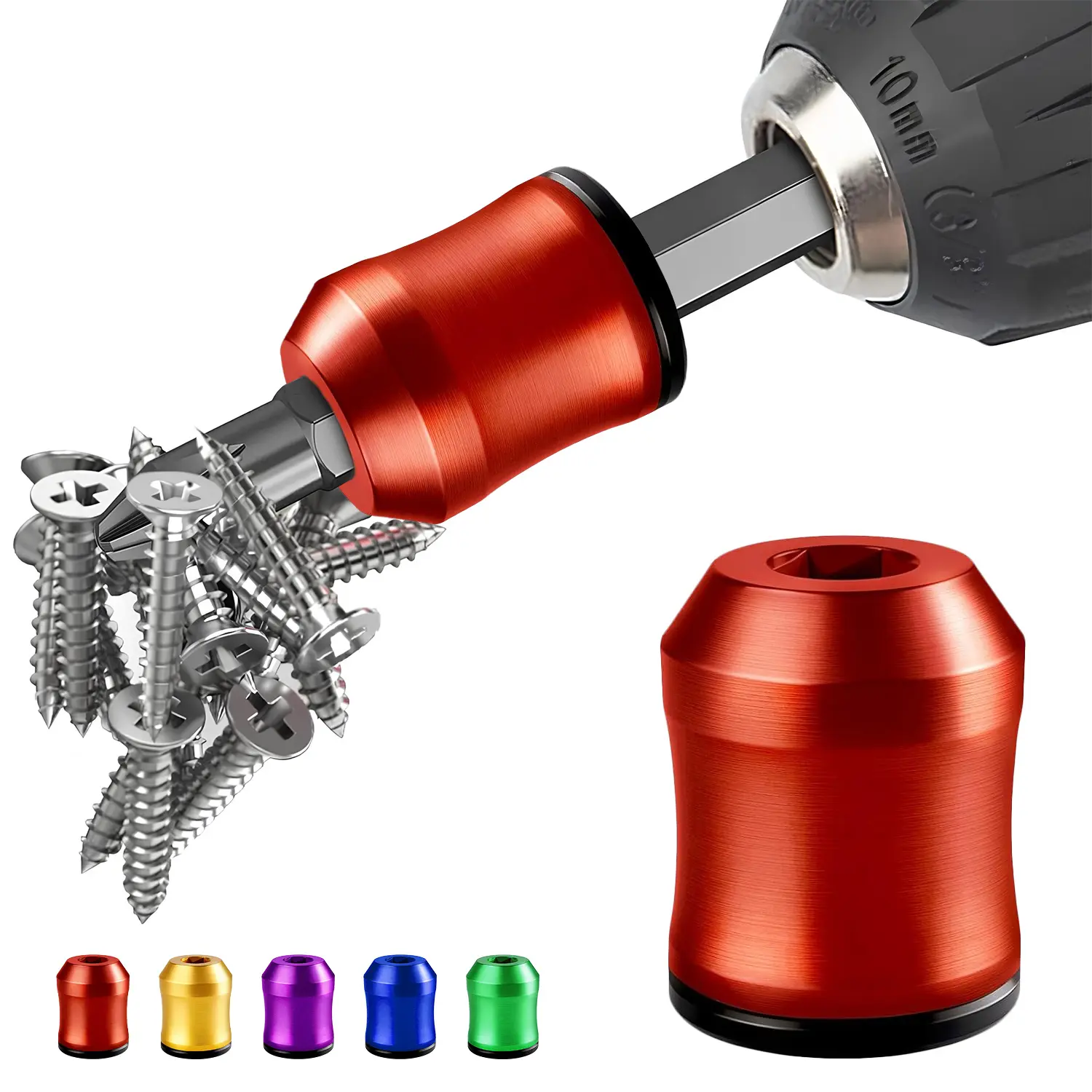 Fogepix Strong Magnetic Screw Ring: 0.24 Inch/ 6.35 mm Universal Magnetic Screw Holder - Removable Magnetic Screwdriver Drill Bit Holder for Hex Screwdriver and Power Bits