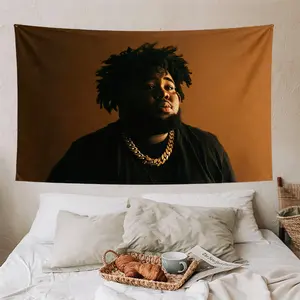 Rod Wave Portrait Tapestry Flag 3x5 FT Aesthetic Hip Hop Rapper Wall Hanging Banner with Vivid Print Durable Polyester for Bedroom Dorm Living Room Man Cave Music Fan Room Decoration