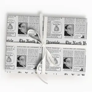 Newspaper Christmas Wrapping Paper, Vintage Gift Wrap, Xmas vacation Wrapping Paper Roll for Family Friend