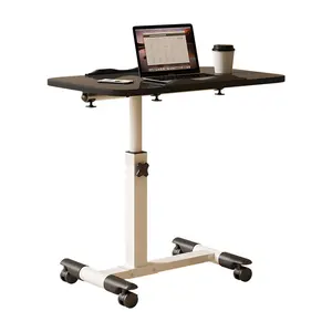 Folding Computer Standing Desk, Side Table, Height Adjustable 69 - 90 cm, Overbed Table on Wheels, Wooden Laptop Table, bed Care Table, Sofa Table, Bedside Table, 60 x 40 cm, 360° Rotation, Mobile Standing Table