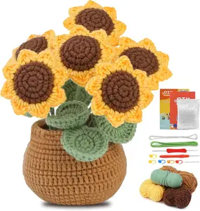 Crochet Kit for Beginners, Sunflower Crochet Kit Beginner Crochet Starter Kit for Complete Beginners Adults, Crocheting Knitting Kit with Step-by-Step