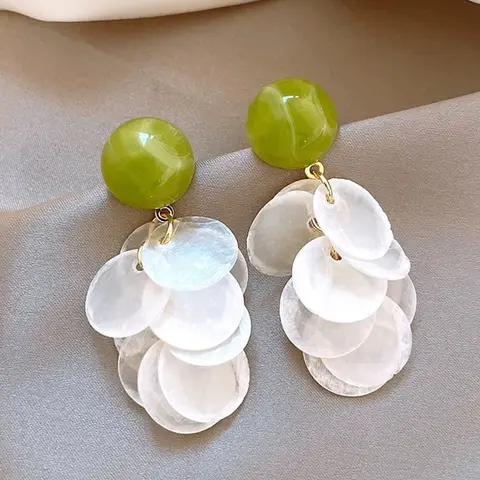 Women's Elegant Layered Shell Design Drop Earrings, Alloy Material, Stylish Jewelry, Perfect for Daily Wear & Special Occasions, Trendy Fashionable Accessories