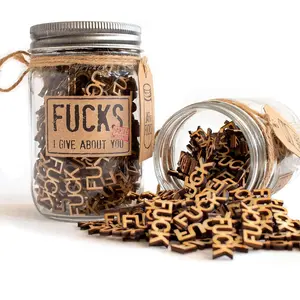 (12oz) jar of Fucks Gift Jar Fucks to Give Wooden Fuck Letter Bad Mood Vent Spoof Funny Gift Encouragement Gift for Birthday Christmas Holiday Valentine’s Day