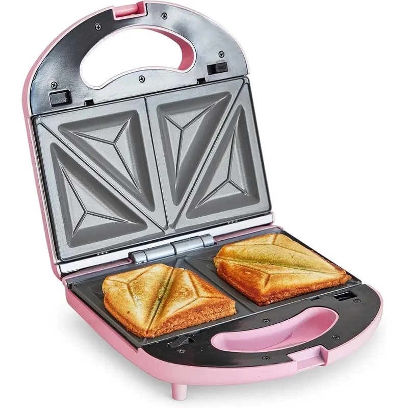 Pro Electric Panini Press Grill and Sandwich Maker, Healthy Ceramic Nonstick Plates,Easy Indicator Light, PFAS-Free, Pink