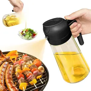 Kaemi New 20oz/600ml Large Olive Oil Dispenser Bottle Spray and Pour, 2 in 1 Oil Dispenser and Oil Sprayer for Cooking, Kitchen, Salad, Air Fryer, Bbq(Black)