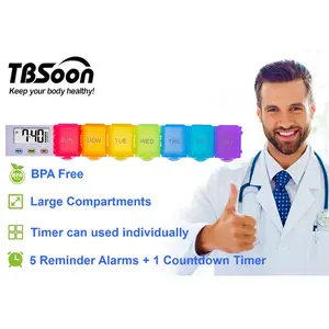 [TBSoon] Pill Box with Alarms, Loud Sound, Large Compartment,Large Screen,Moisture-Proof Design,Hold Vitamins,Fish Oil,Weekly Pill Box/Cases,Daily Medicine Dispenser, Pill Organizer with Alarms