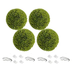 4 Pack 11 Inch Artificial Topiary Balls Mi Zilan - Fake Greenery Hanging Balls for Porch Patio Balcony Decor - Outdoor/Indoor Hanging Plants / Wedding  Home Decoration Decorative Fruit