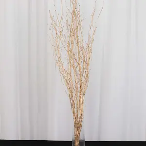 6-Pack Natural Birch Tree Branches 46" Metallic Gold - Versatile Extra Long Decorative Dried Willow Twigs Sticks for Vase Centerpiece Wedding Decor
