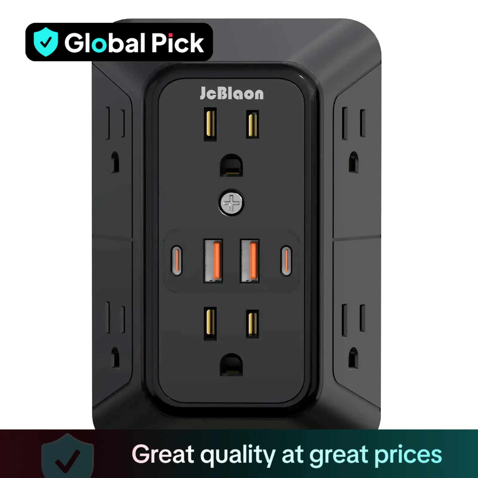 JcBlaon Surge Protector Outlet with 6 AC Outlet & 4 USB Ports, Multiple-Plug Outlet Splitter for Home Travel Office