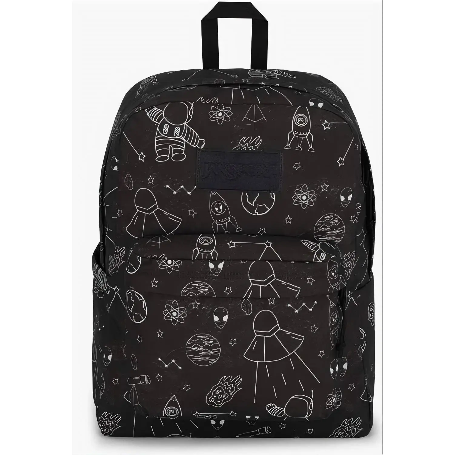 Unisex Cosmic City Space Printed Polyester Casual Backpack - Multiple Pockets, Astronauts, Planets, UFOs, Zippers, School Supplies - Ideal for Sci-Fi Enthusiasts, School Use